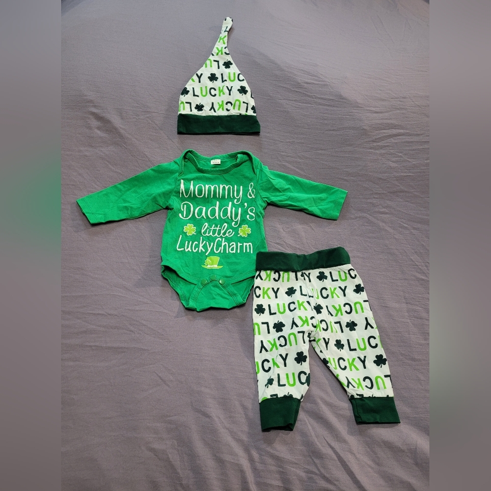 ✨️Kids 5/$40✨️ St. Patrick's Day Baby 3 Pc Outfit NWOT